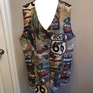 Vintage Venezia Jeans Route 66 Tapestry Style Vest Size 18/20